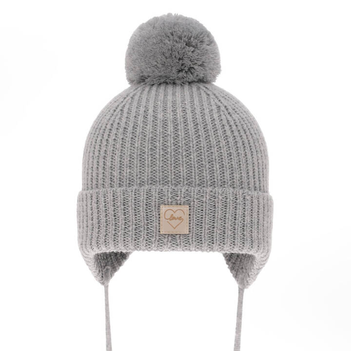 Girls' winter hat grey 100% extra fine merino wool, lined with wool fleece Havana