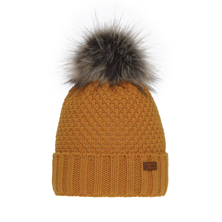 Girl's winter hat orange Pola with pompom