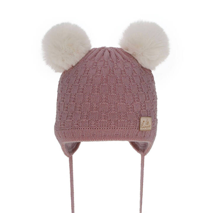 Girl's winter hat pink Emila with pompom