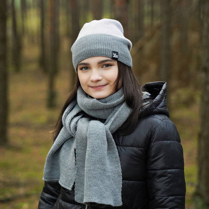 Girl's winter set: hat and scarf grey Kourtney