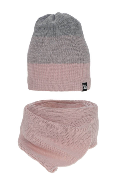 Girl's winter set: hat and scarf pink Kourtney