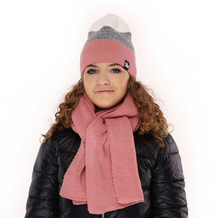 Girl's winter set: hat and scarf pink Kourtney