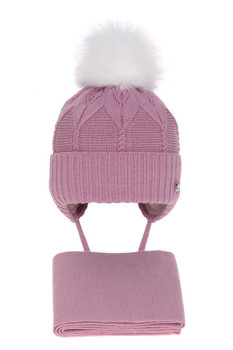 Girl's winter set: hat and scarf violet Altina with pompom