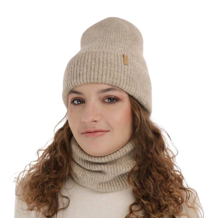 Girl's winter set: hat and tube scarf beige Edila