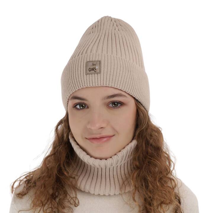 Girl's winter set: hat and tube scarf beige Georgina