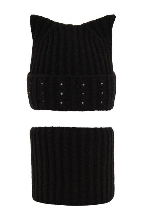 Girl's winter set: hat and tube scarf black Nimfa