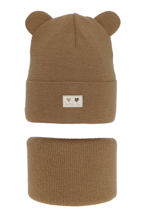 Girl's winter set: hat and tube scarf camel Xantia