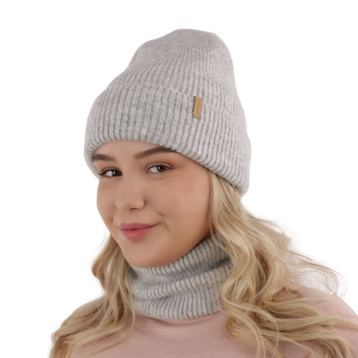 Girl's winter set: hat and tube scarf grey Edila