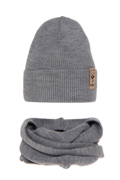 Girl's winter set: hat and tube scarf grey Sana