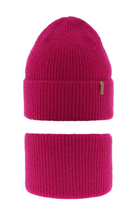 Girl's winter set: hat and tube scarf pink Edila