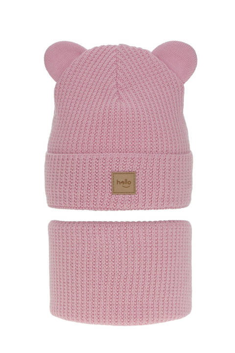 Girl's winter set: hat and tube scarf pink Harper