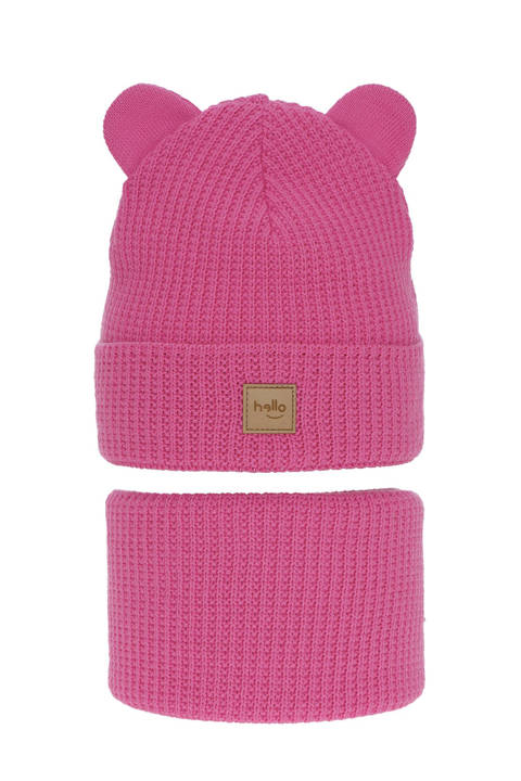 Girl's winter set: hat and tube scarf pink Harper