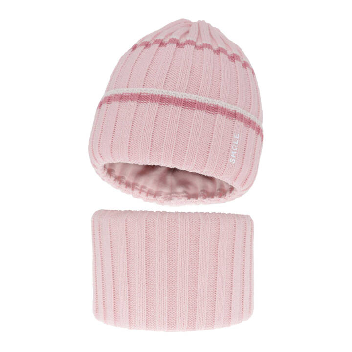 Girl's winter set: hat and tube scarf pink Judit