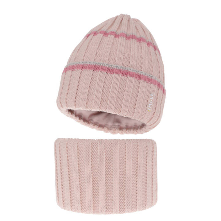 Girl's winter set: hat and tube scarf pink Judit