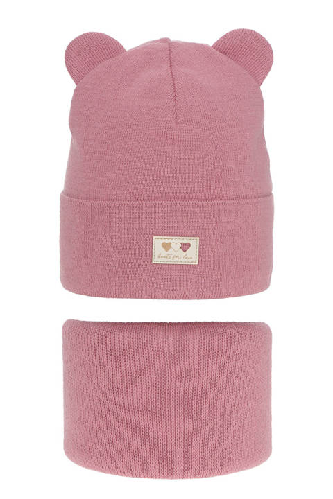 Girl's winter set: hat and tube scarf pink Xantia