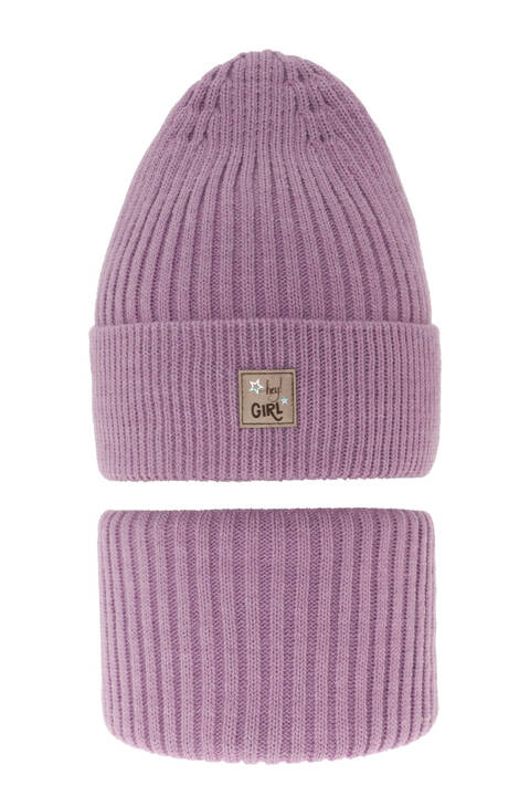 Girl's winter set: hat and tube scarf violet Georgina