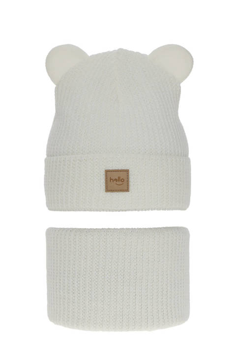 Girl's winter set: hat and tube scarf white Harper