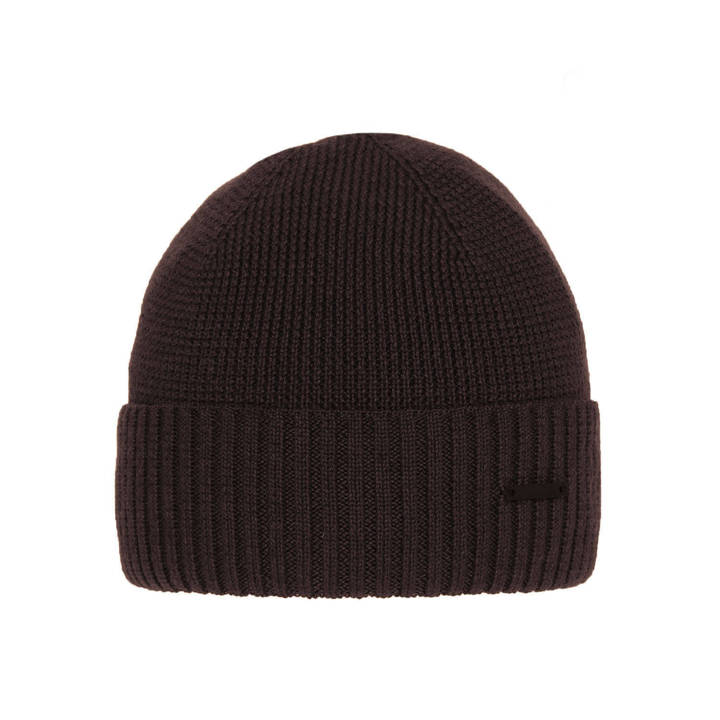 Men's winter hat - brown merino wool Henk