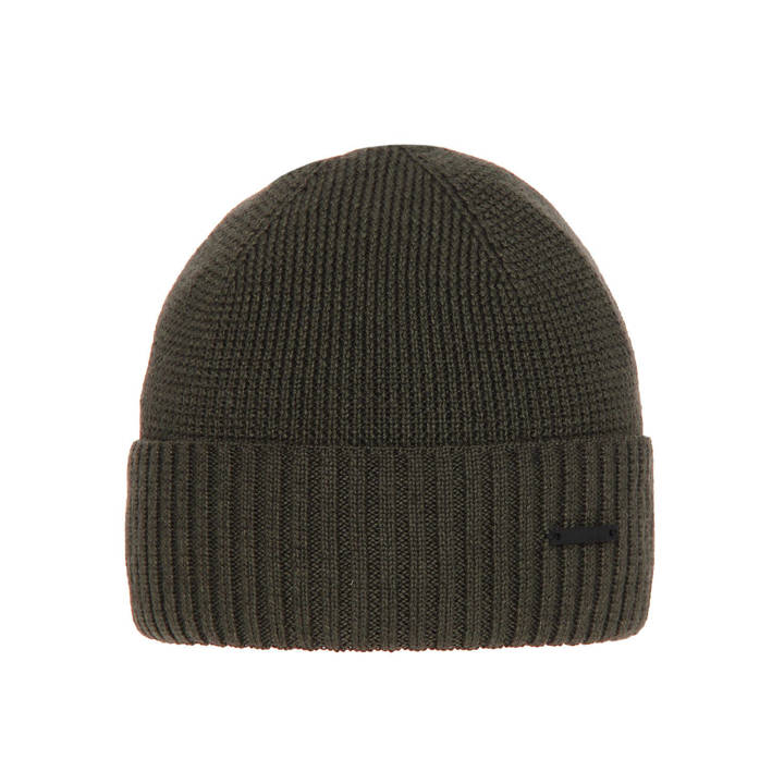 Men's winter hat khaki merino wool Henk