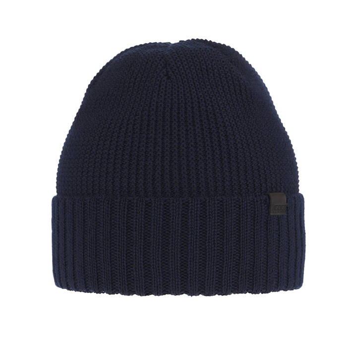 Men's winter hat navy blue merino wool Sewer