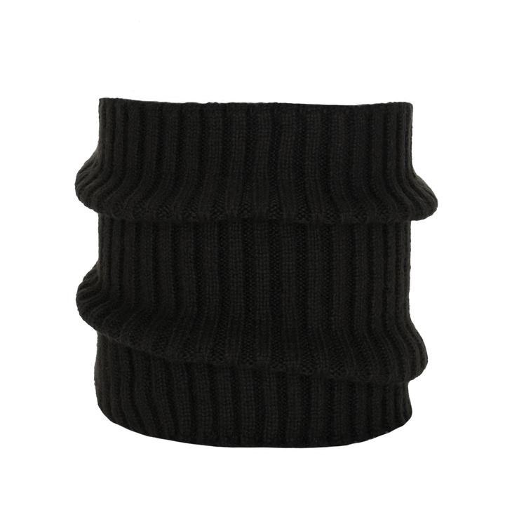 Men's winter tube scarf black merino wool Best