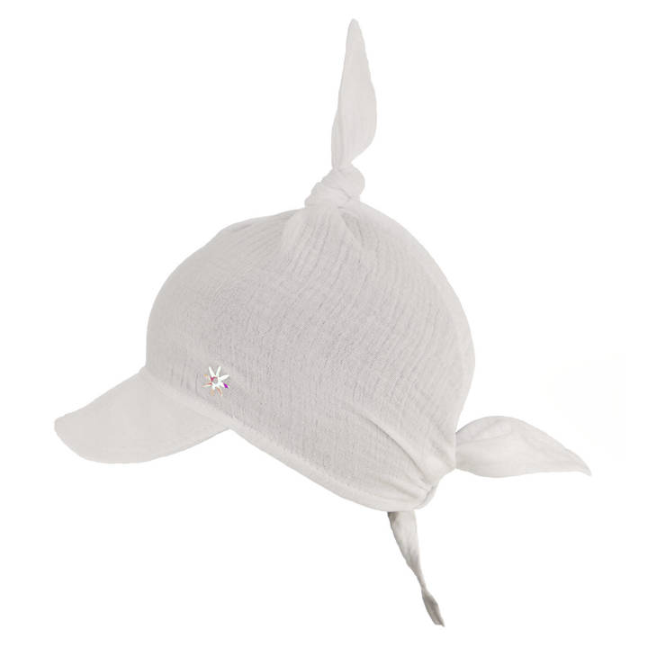 Muslin summer sun cap for girl white Sunny