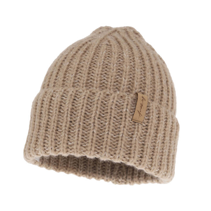 Woman's winter hat beige merino wool Caro