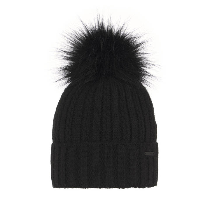 Woman's winter hat black Karizma with pompom