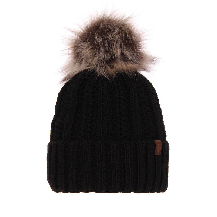 Woman's winter hat black Rene with pompom