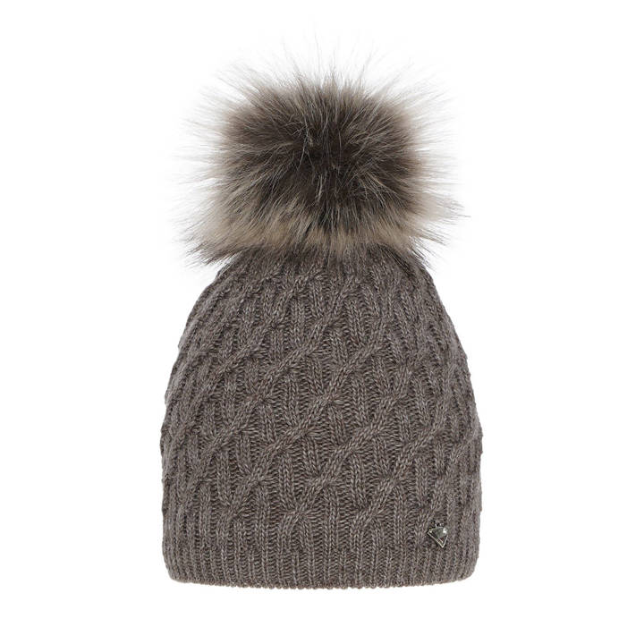 Woman's winter hat brown Kaskada with pompom