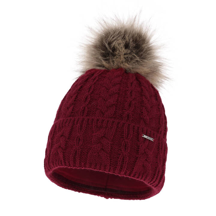 Woman's winter hat burgund Omega with pompom