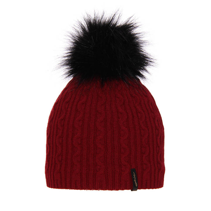 Woman's winter hat burgund Xena with pompom