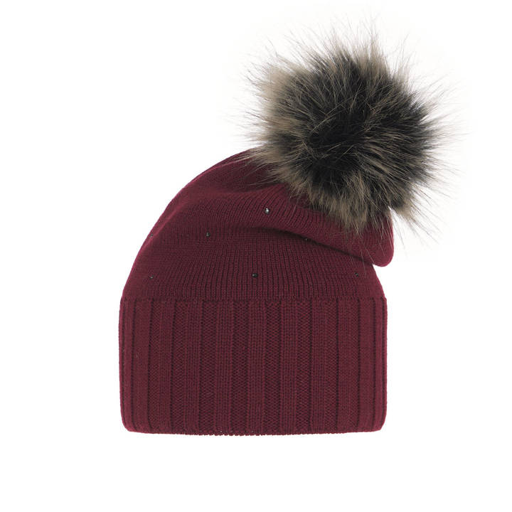 Woman's winter hat burgundy merino wool Malga