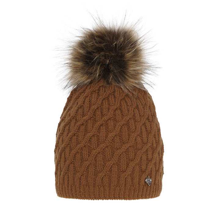 Woman's winter hat camel Kaskada with pompom