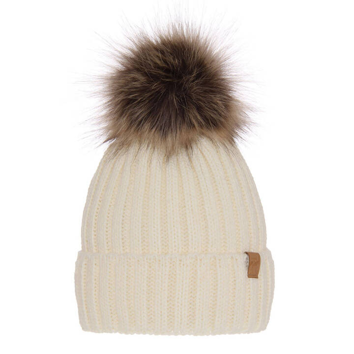 Woman's winter hat ecru Europa with pompom