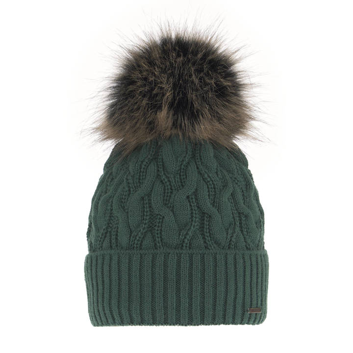 Woman's winter hat green Deva with pompom