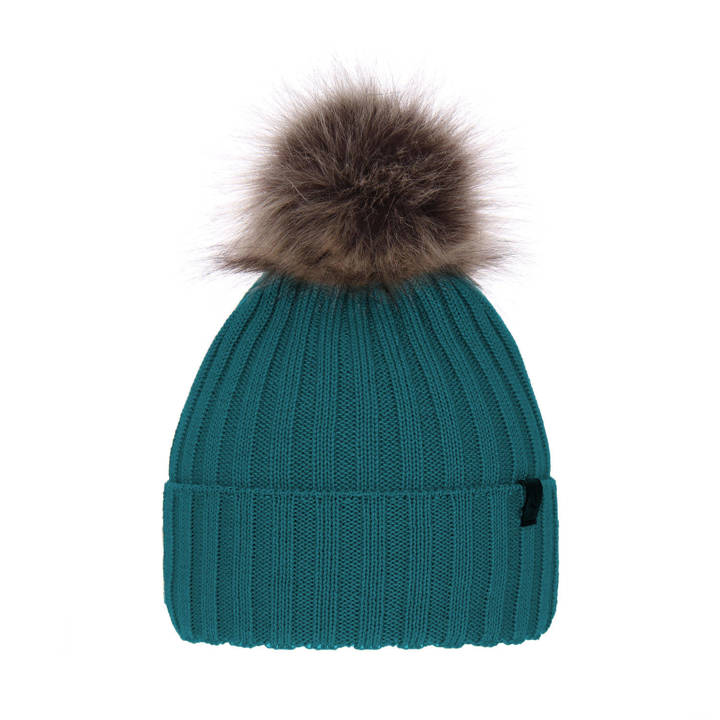 Woman's winter hat - green merino wool Texa