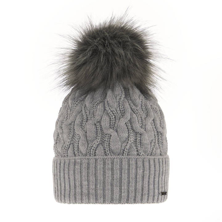 Woman's winter hat grey Deva with pompom