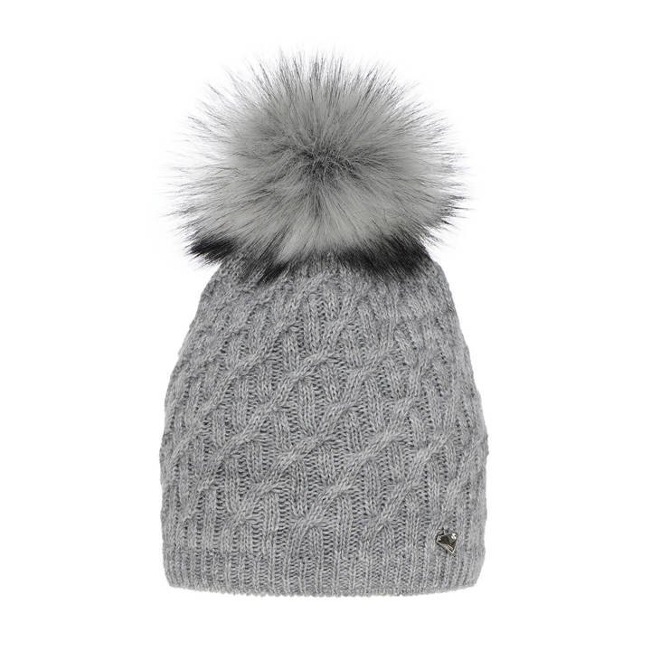 Woman's winter hat grey Kaskada with pompom