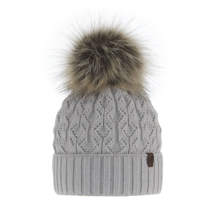 Woman's winter hat grey Katty with pompom