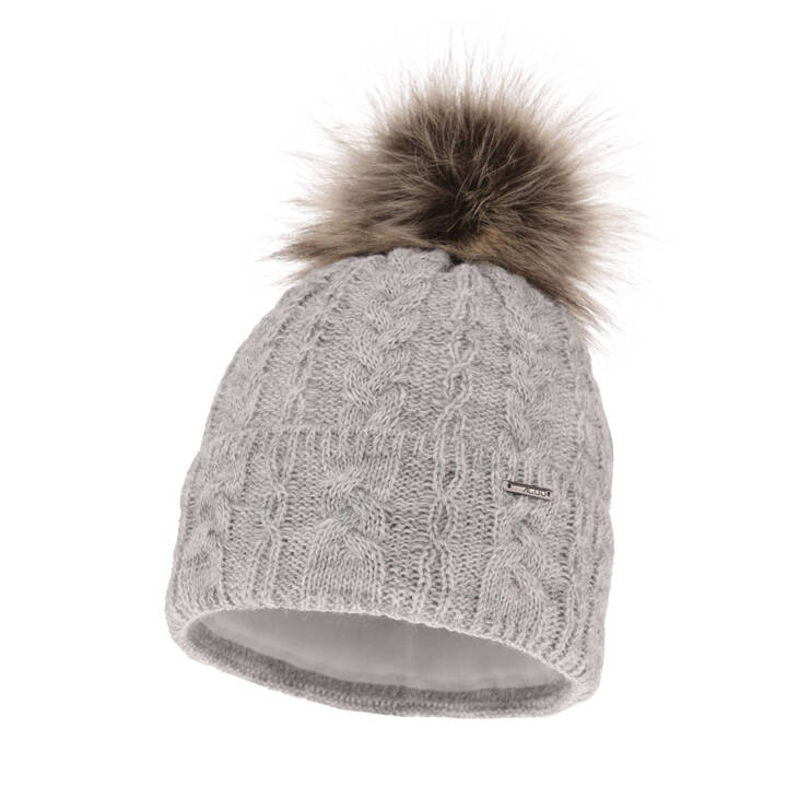 Woman's winter hat grey Omega with pompom