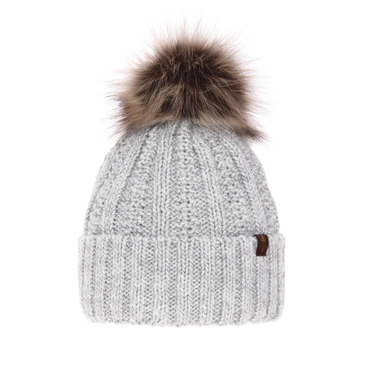 Woman's winter hat grey Rene with pompom