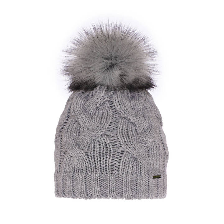 Woman's winter hat grey Terri with pompom