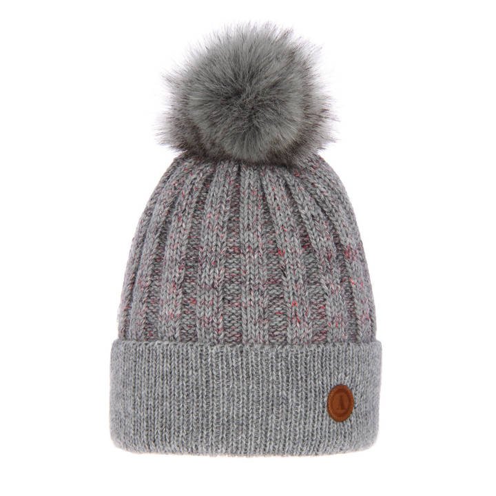 Woman's winter hat grey Vera with pompom