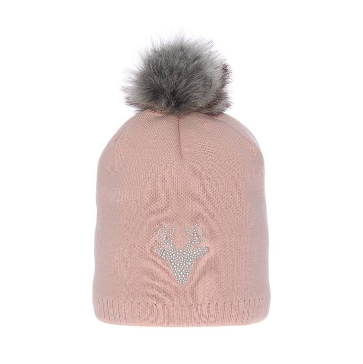 Woman's winter hat pink Driada with pompom