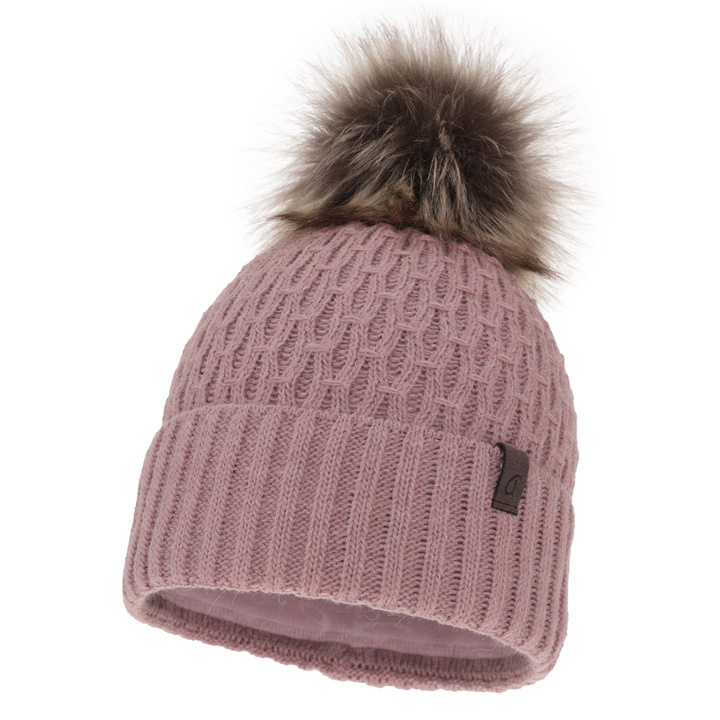 Woman's winter hat pink Gaba with pompom