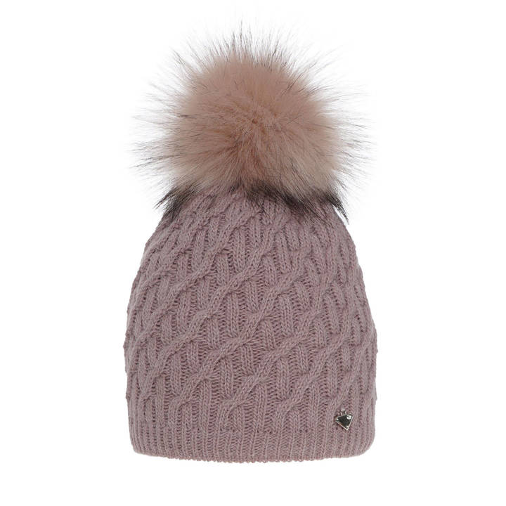 Woman's winter hat pink Kaskada with pompom