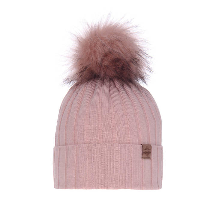 Woman's winter hat pink Loara with pompom