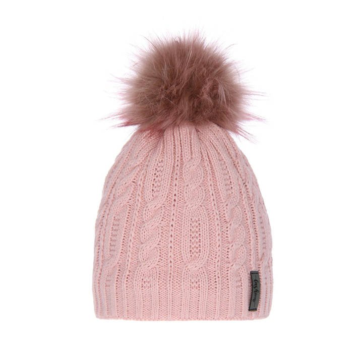 Woman's winter hat pink Mirka with pompom