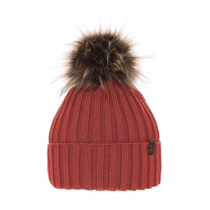 Woman's winter hat red merino wool Texa